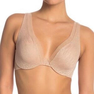 DKNY Convertible Underwire Bra 32A Beige Tan Nude Lace Plunge dkny New NWT